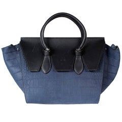 Celine Suede and Leather Trapeze Tote with Faux Croc Pattern/Texture 1