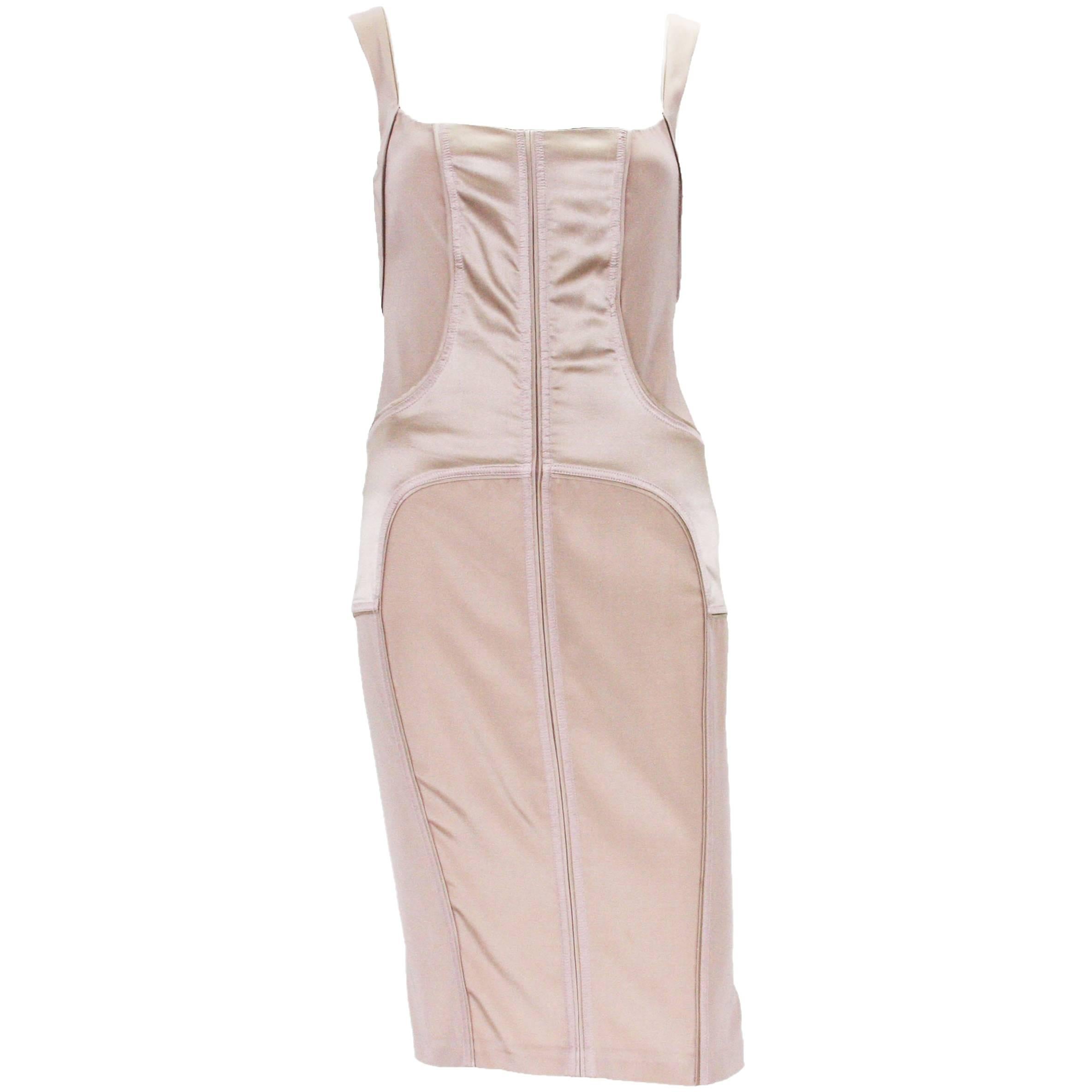 Tom Ford for Gucci 2003 Collection Silk Nude Stretch Bandage Dress It.38 - US 4 For Sale