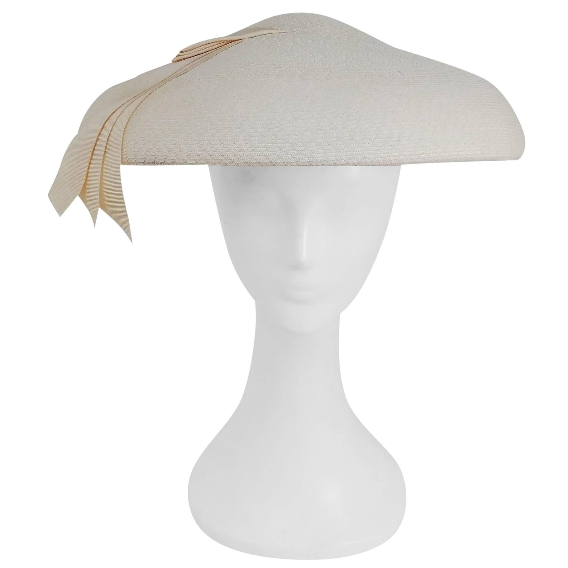 1950s New Look White Saucer Hat