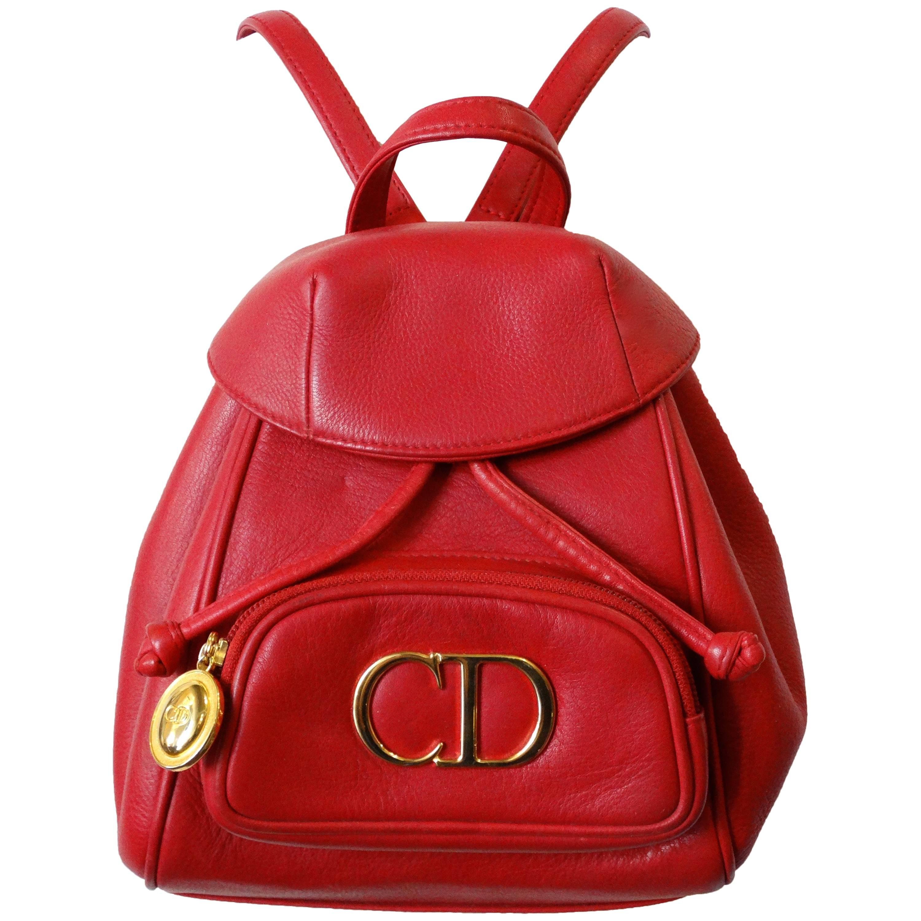 Christian Dior Lipstick Red Leather Mini Backpack  