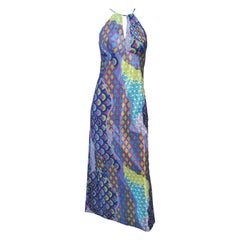 1970s Purple Psychedelic Halter Maxi Dress 10