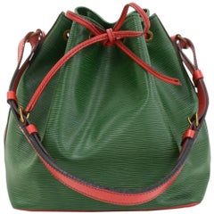 Vintage Louis Vuitton Petit Noe Green Red Vio Epi Leather Shoulder Bag