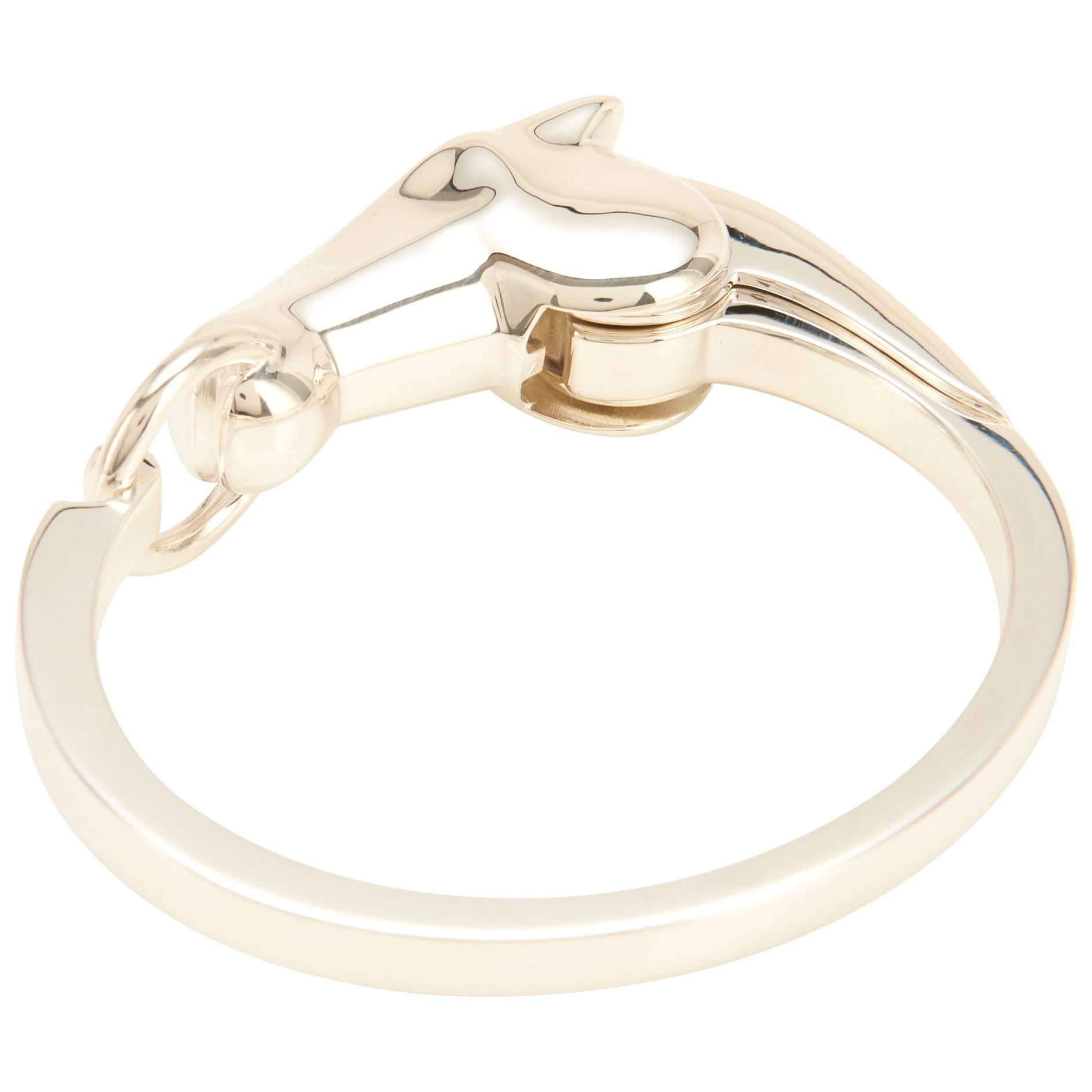 Hermes Solid Silver Iconic Horse Bracelet PM Standard