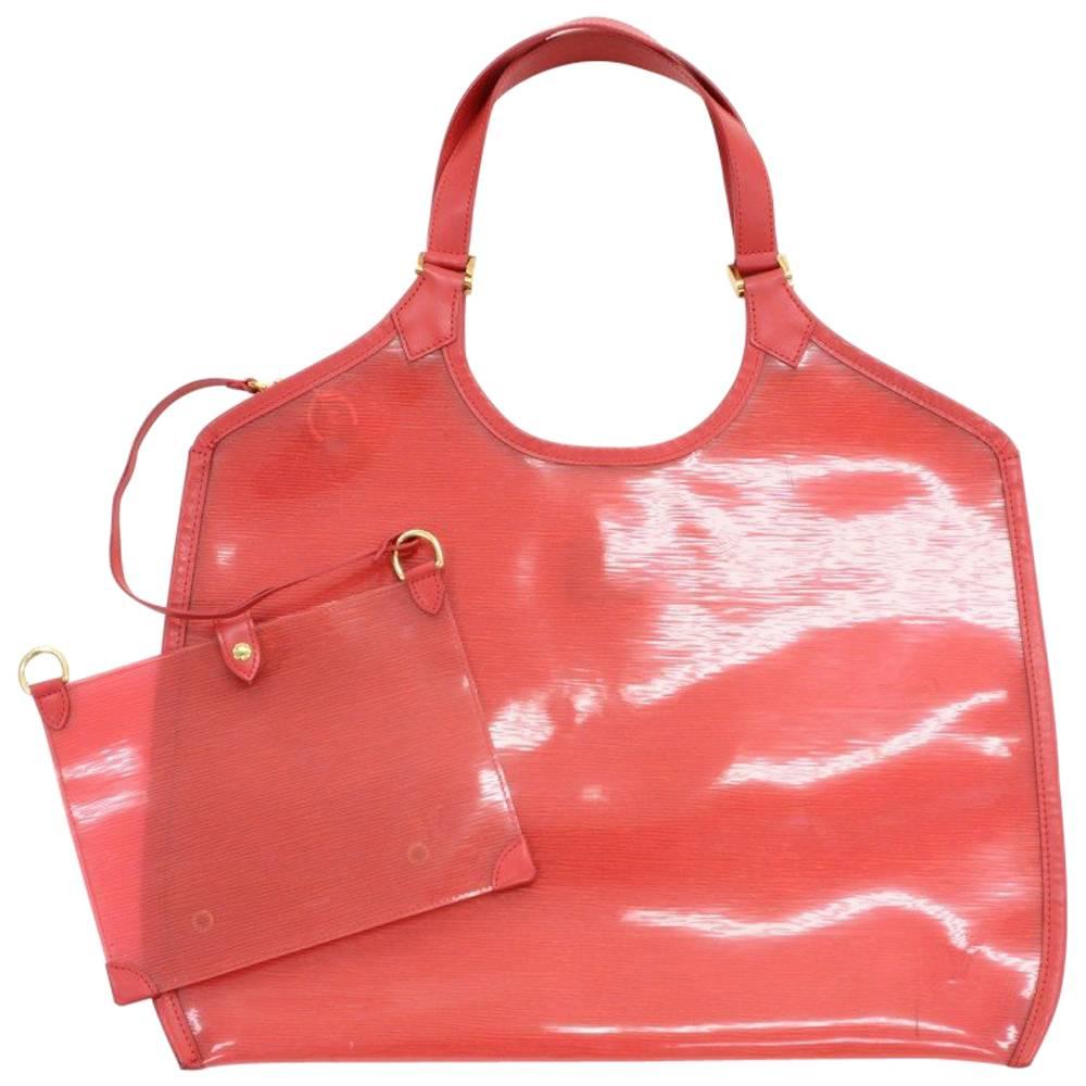 Louis Vuitton Plage Lagoon GM Red Vinyl Beach Bag + Pouch  For Sale