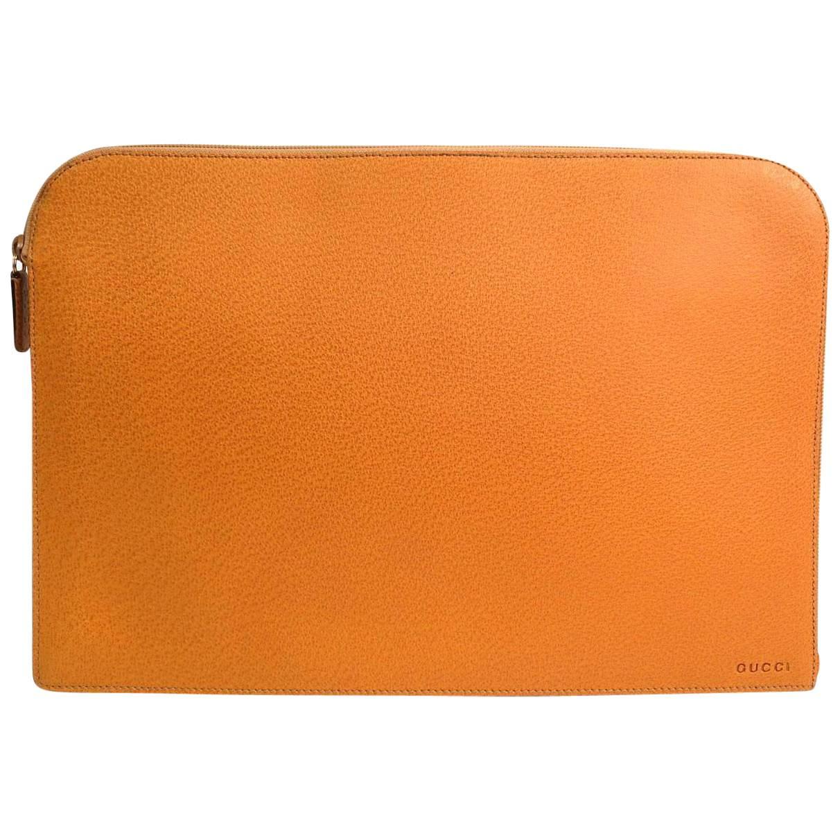 Gucci Leather Men's Women's Zip Around Carryall Laptop Travel Clutch Case Bag