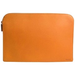Retro Gucci Leather Men's Women's Zip Around Carryall Laptop Travel Clutch Case Bag