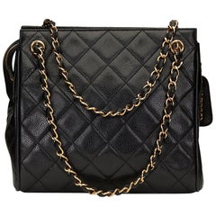 1990s Chanel Black Quilted Lambskin Vintage Timeless Shoulder Bag