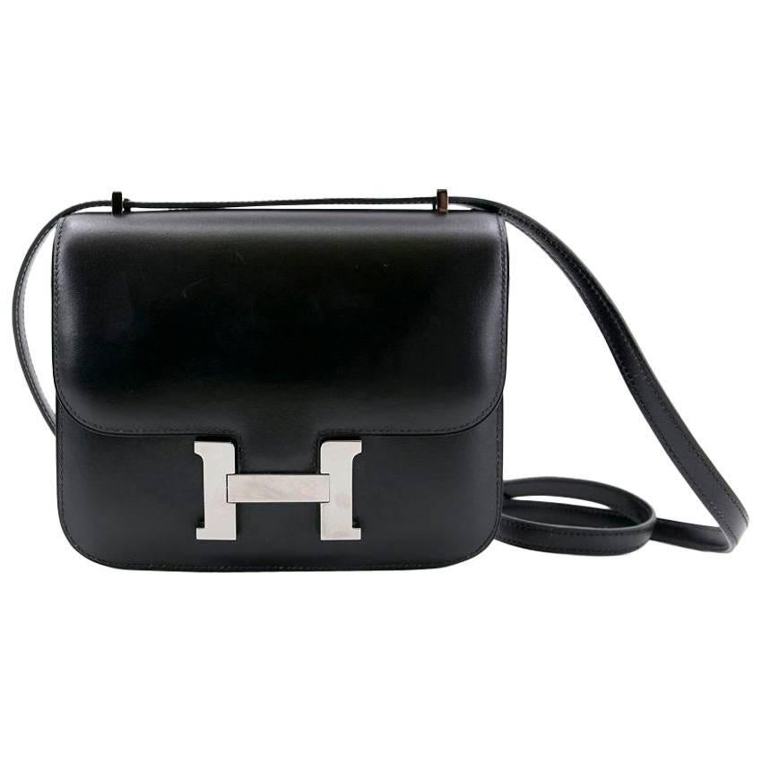 Hermes Constance Box Black Leather Bag For Sale