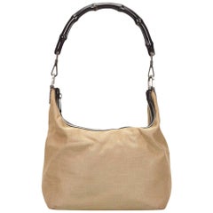 Gucci Brown Nylon Bamboo Shoulder Bag 6