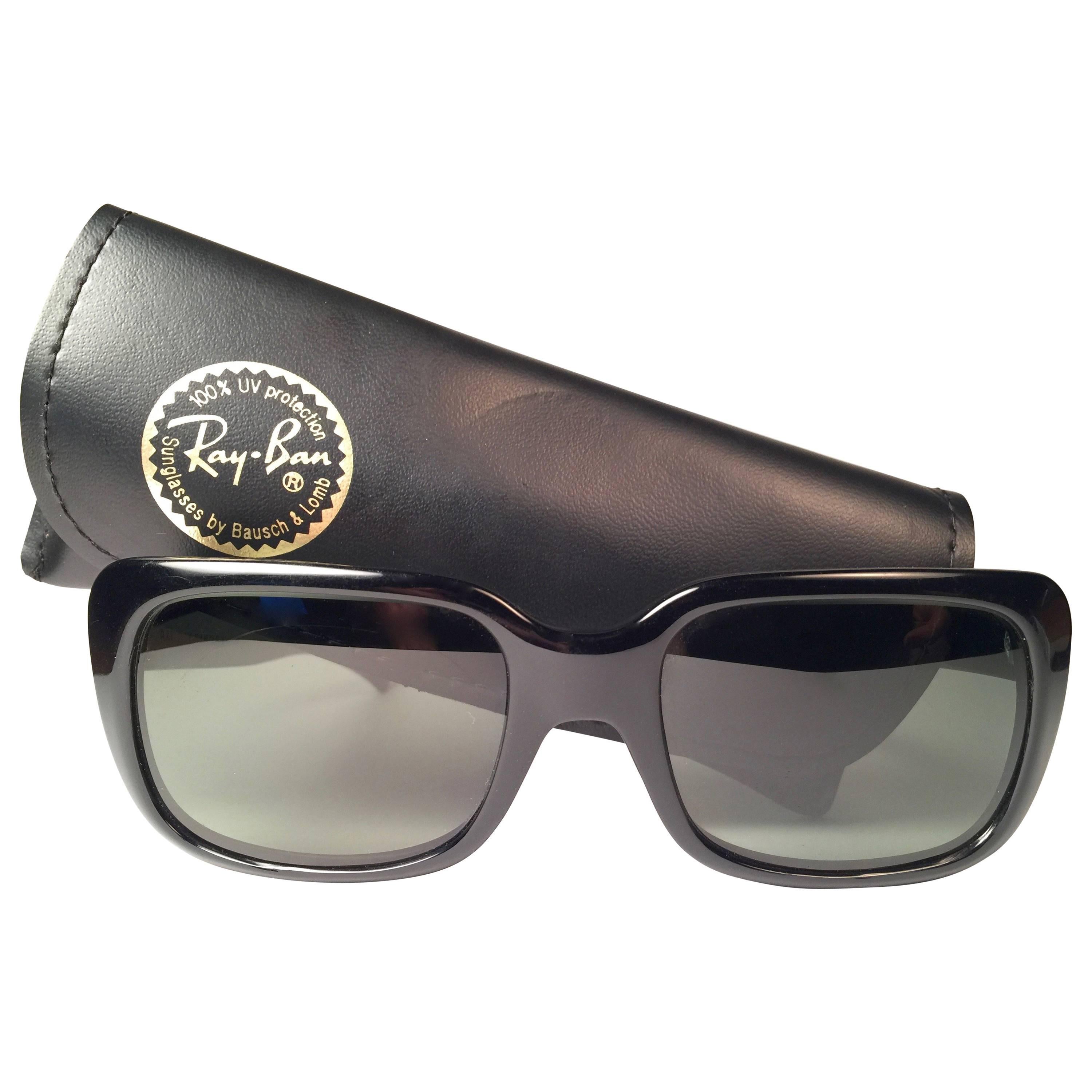 New Vintage Ray Ban Monti Black 1970's G15 Lenses USA Sunglasses