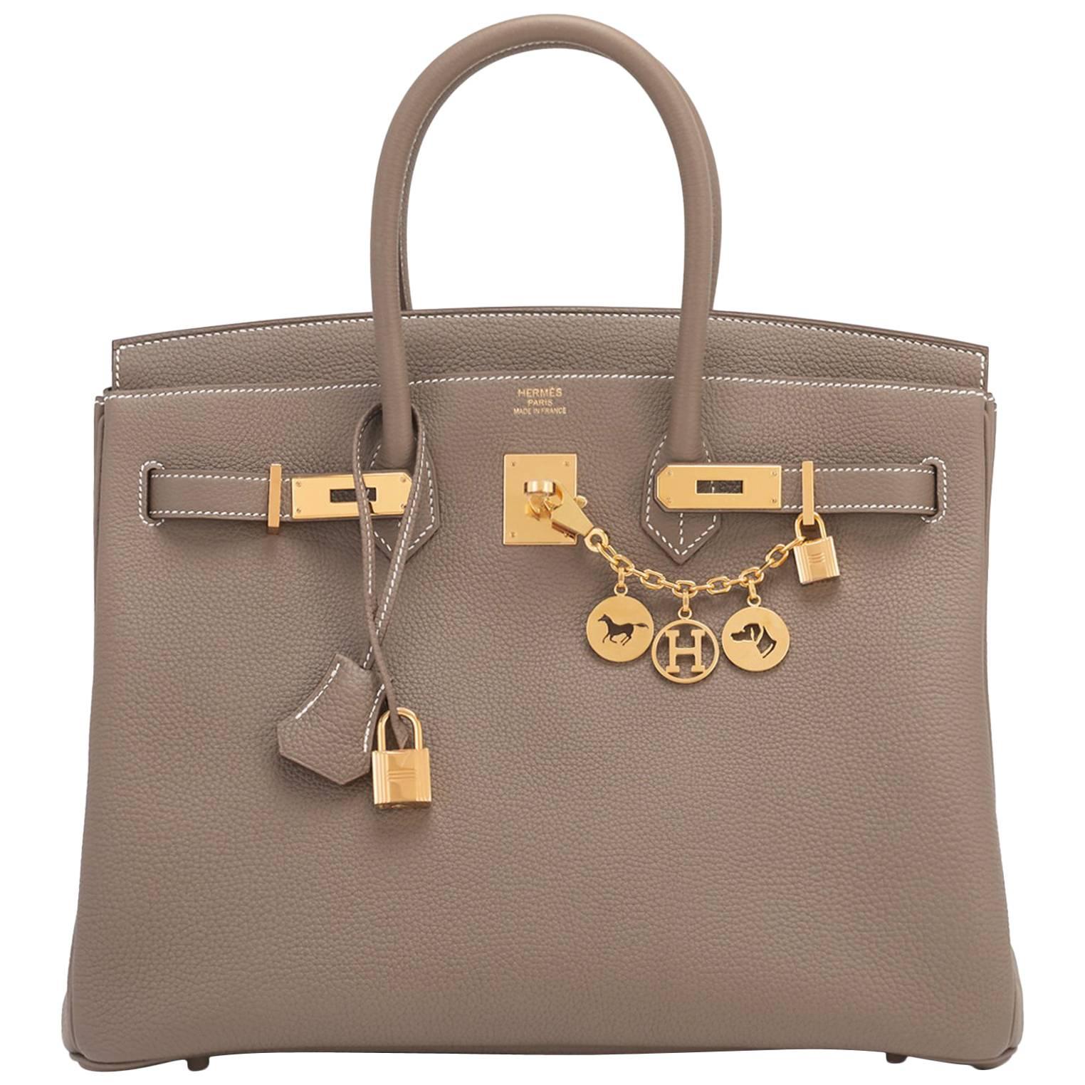 Hermes Etoupe 35cm Togo Birkin Taupe Gold Hardware 