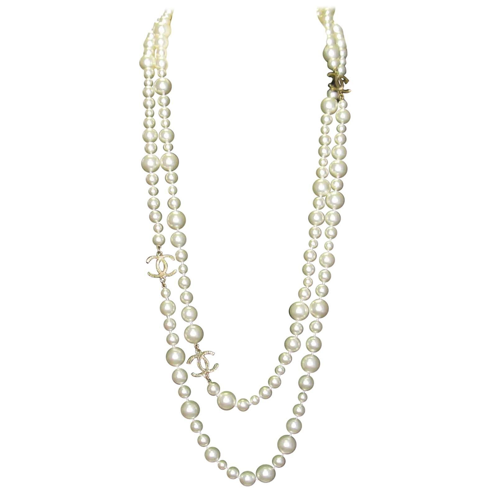 Chanel Long Pearly Pearls Necklace 