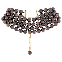 Vintage Chanel Brown Faux-Pearl Choker 7
