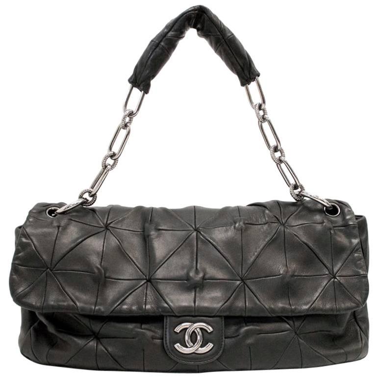 Chanel Black Quilted Origami Calfskin Flap Bag For Sale