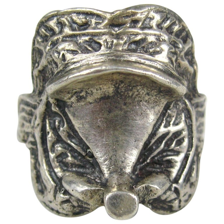Vintage Sterling Silver Mexican Horse Saddle Ring  For Sale