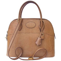 Hermes Bolide Bag 2 ways Beige Lizard Golden Hdw 31 cm With Strap