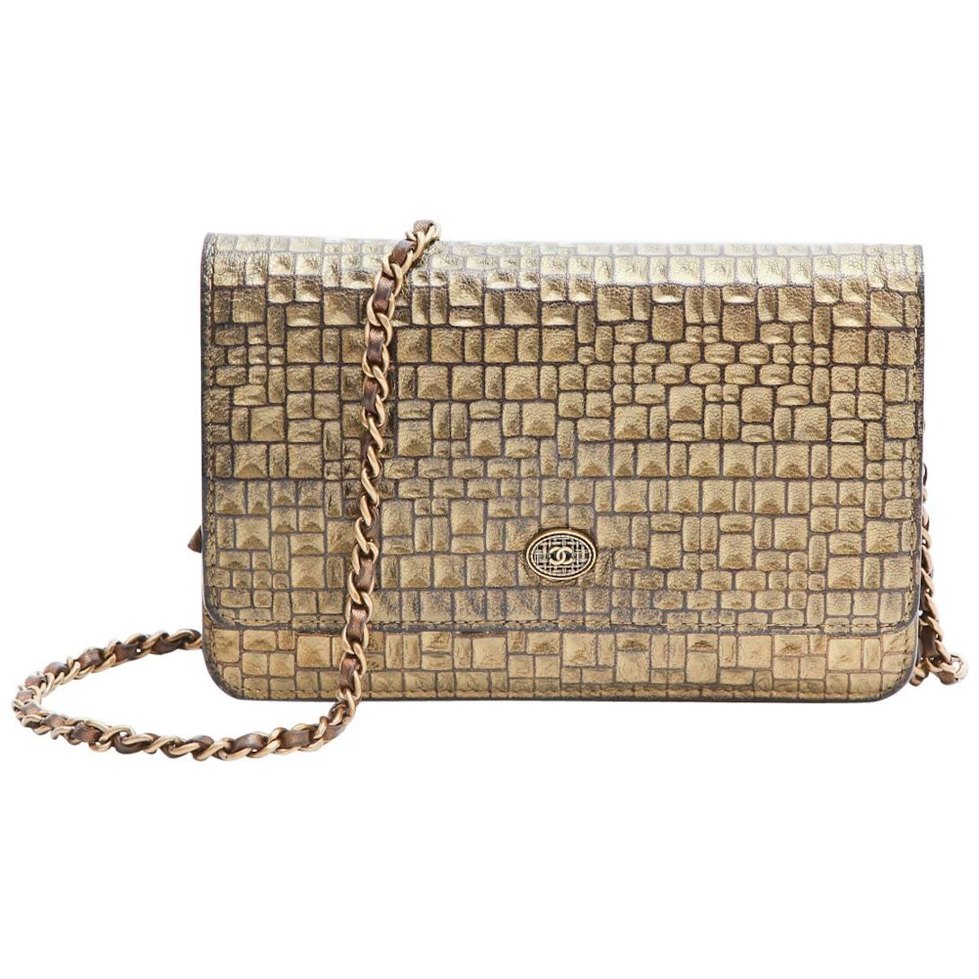 CHANEL Mini Flap Bag in Golden Aged Embossed Lamb Leather