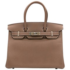 Hermes Etoupe Togo Leather 30cm Birkin 10