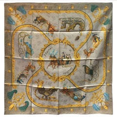 Hermes Vintage Plumes et Grelots silk scarf c1995 4
