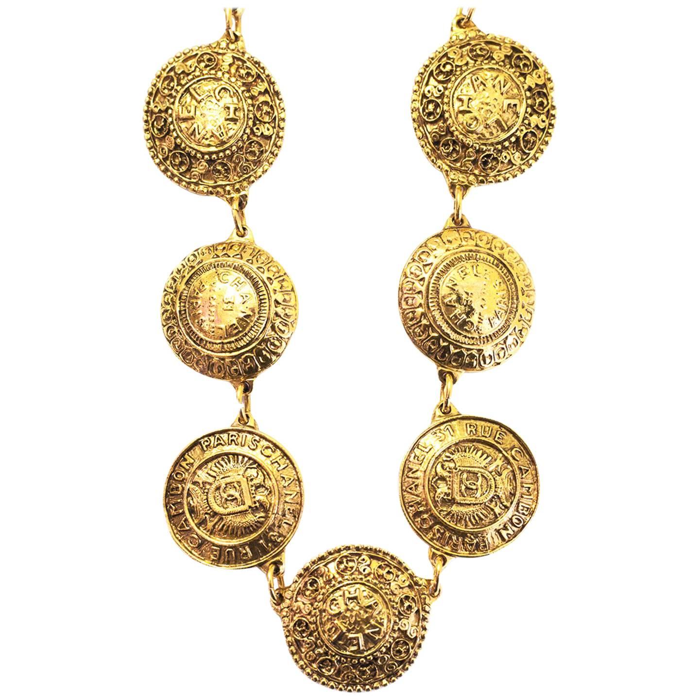 Chanel Vintage '90s Gold Medallion Necklace
