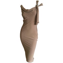 John Galliano 1990's Nude Silk Draped Dress with Crystal Details 5