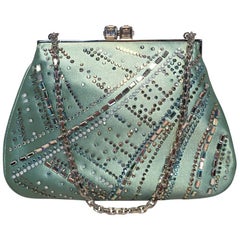 Judith Leiber Teal Silk and Swarovski Crystal Mini Evening Bag 12