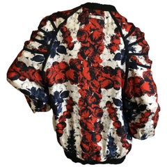 Jean Paul Gaultier 2014 Punk Union Jack Silk Ribbed Top "Rosbifs in Space" New 1