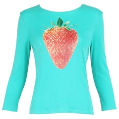Chloe by Stella McCartney Cotton Long Sleeved T-Shirt w/Strawberry Graphic