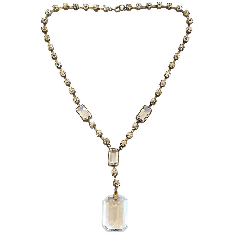 Art Deco facetted crystal drop necklace at 1stDibs