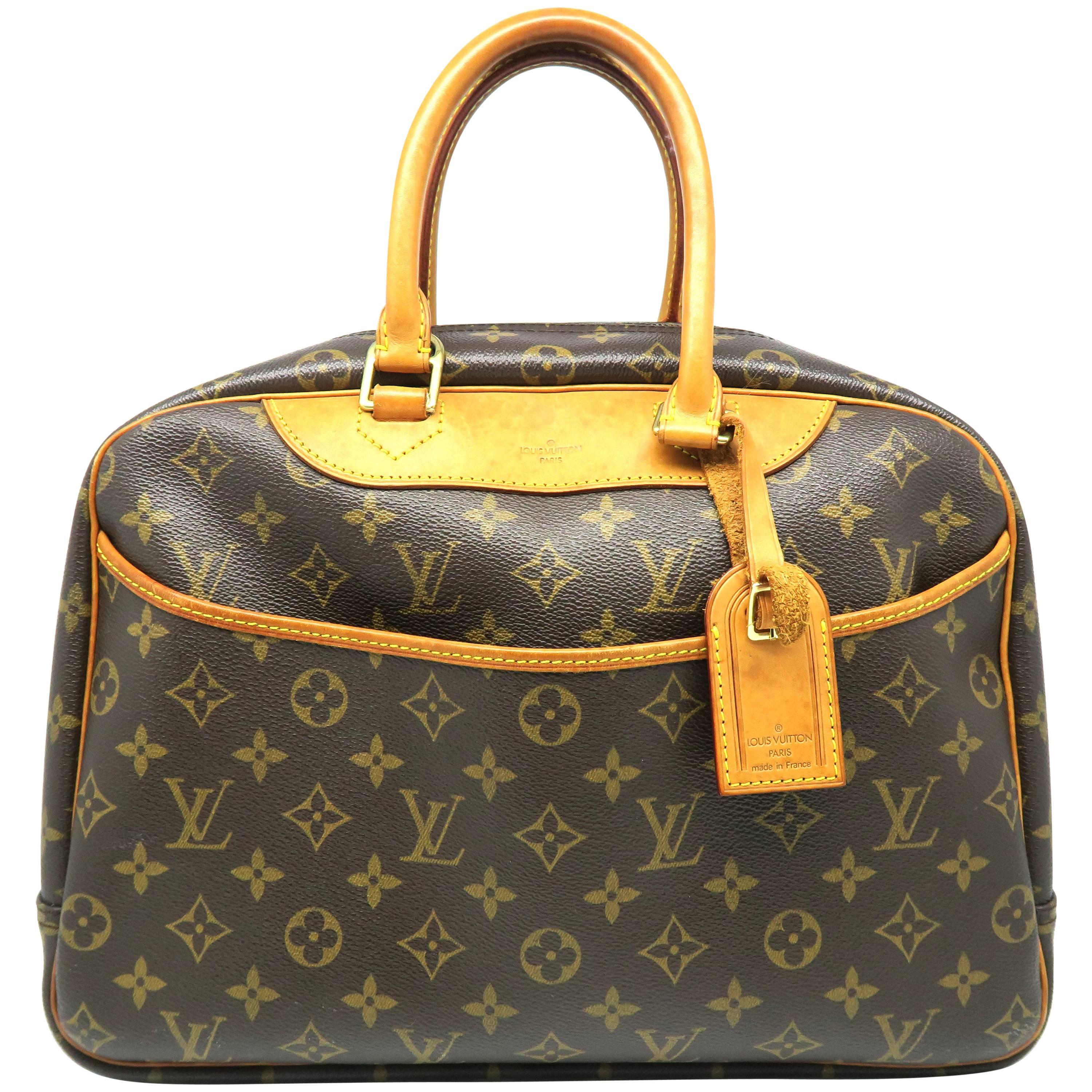 Louis Vuitton Deauville Brown Monogram Canvas Tote Bag Handbag