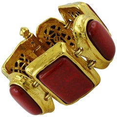 Yves Saint Laurent YSL Vintage Faux Coral Cuff Bracelet 9