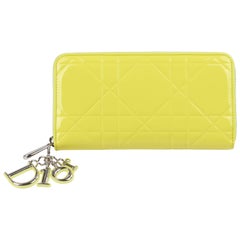 DIOR S/S 2012 "Tutti Dior" Neon Yellow Cannage Patent Leather "Voyageur" Wallet