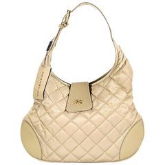 Burberry Tan Quilted Nylon and Leather Hobo Bag NWT 12