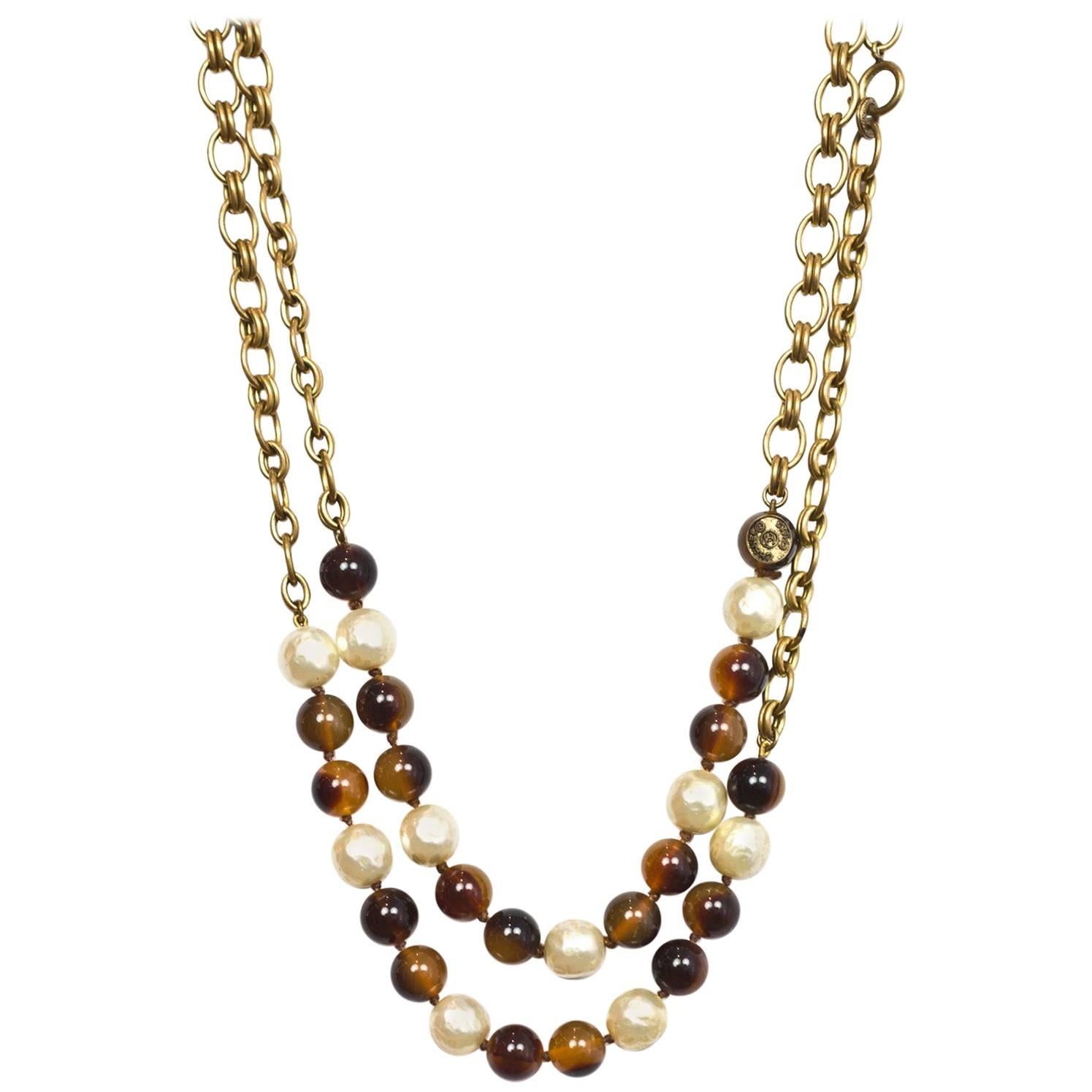Chanel Vintage '80s Beaded and Faux Pearl Two-Strand Necklace