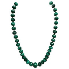Vintage Malachite 
Sterling Bead Necklace