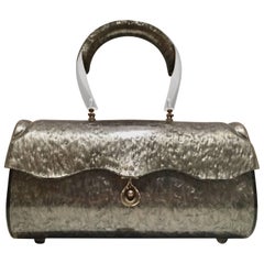 1940'S Art Deco Llewellyn Inc.Gunmetal Marbleized Lucite Handbag