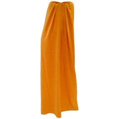 1980er Holly's Harp Abendkleid aus Seide mit Tangerine-Schlangenmuster und Strass