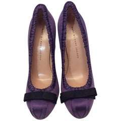 Marc by Marc Jacobs Purple Satin Pumps with Black Bow Detail