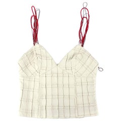90s Versus Versace Pleated Bone Leather Bustier 4