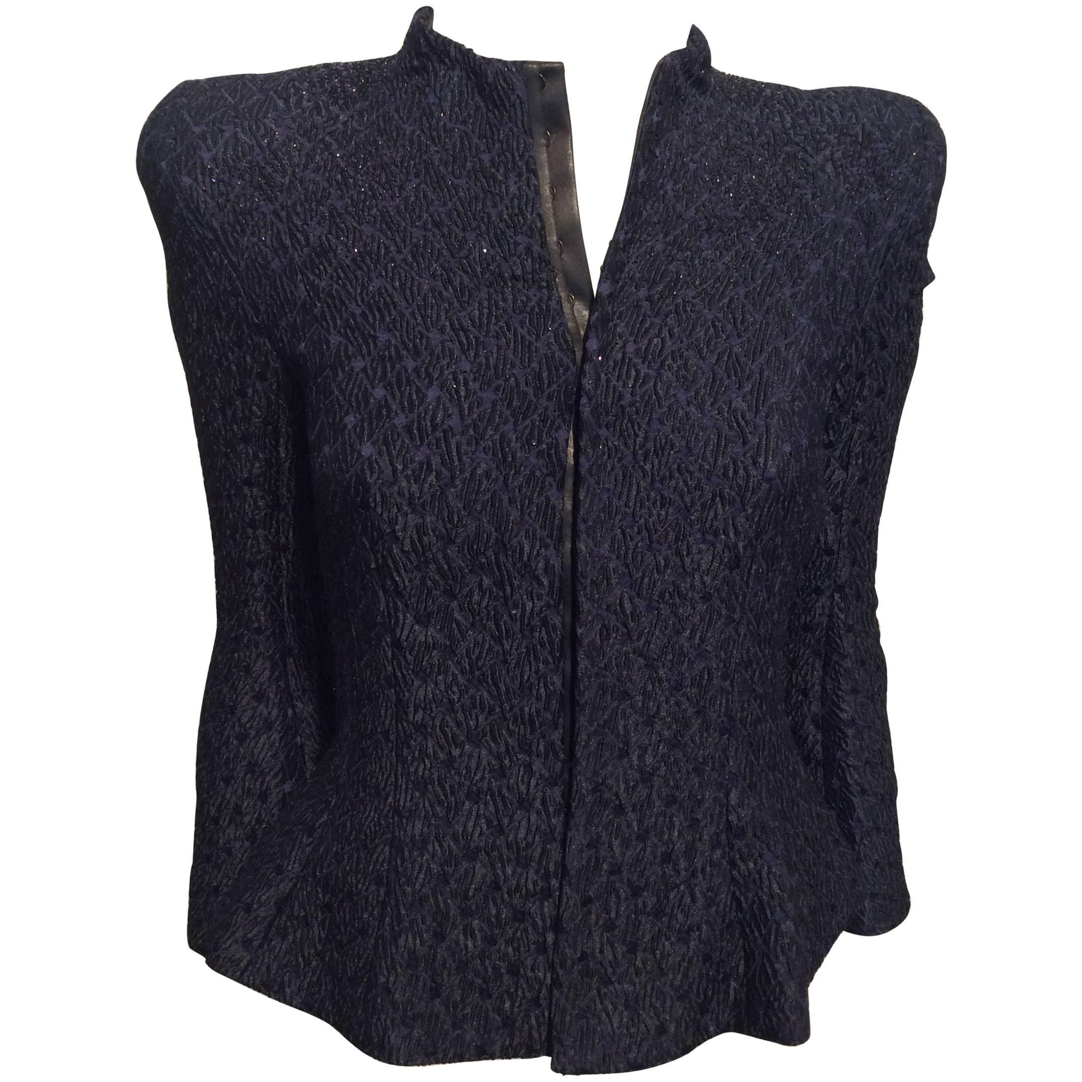 Nina Ricci Navy Multi Beaded Blazer Sz 38  For Sale