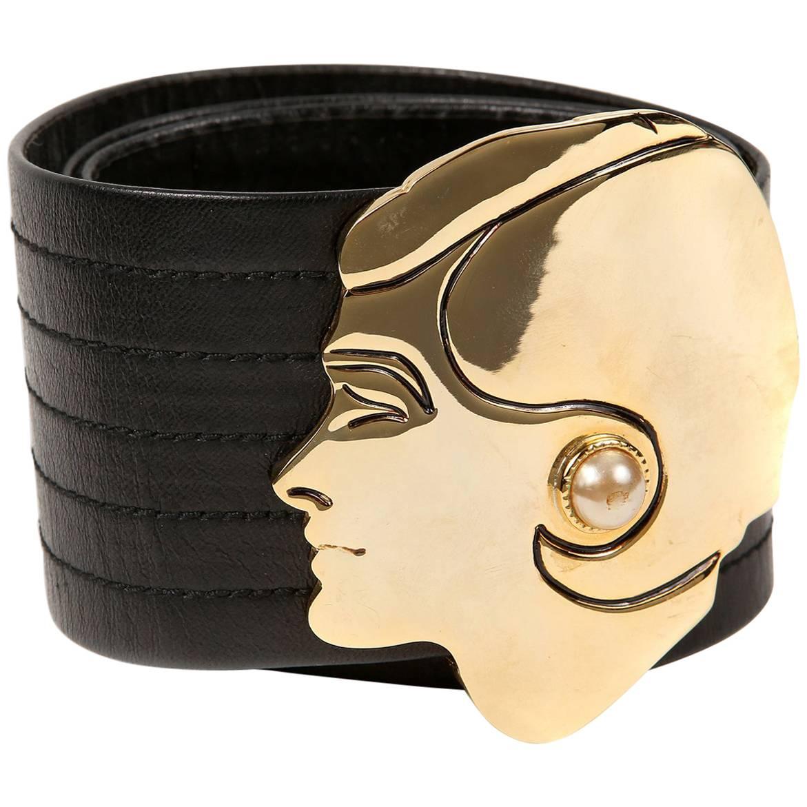 Chanel Gold Face Buckle Belt For Sale