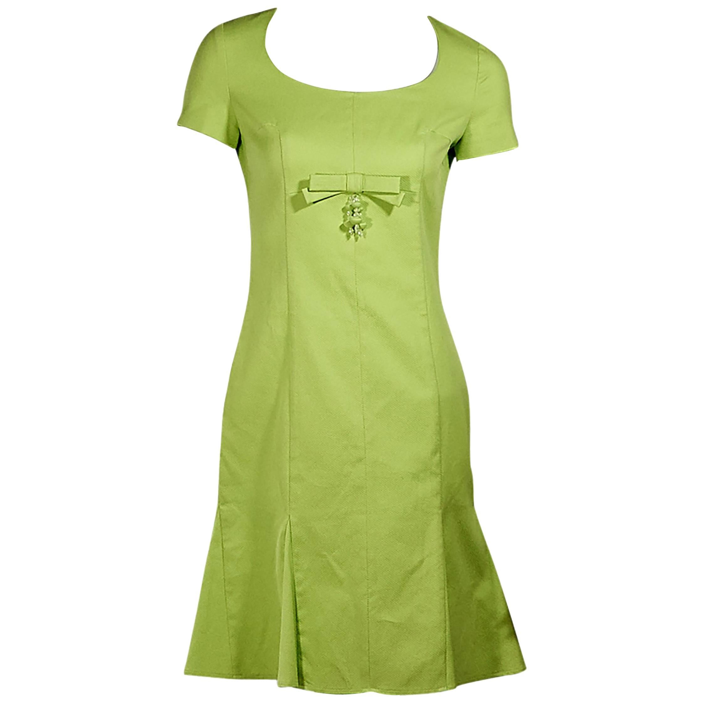 Lime Green Moschino Cheap + Chic Bow Dress