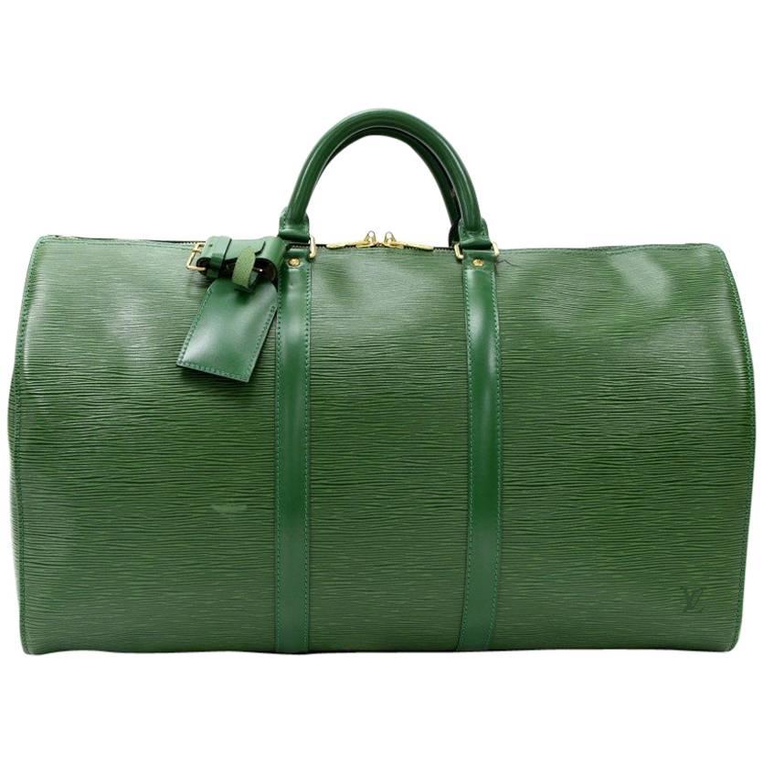 Vintage Louis Vuitton Keepall 50 Green Epi Leather Travel Bag 