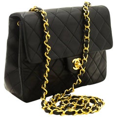 CHANEL Mini Small Chain Shoulder Bag Crossbody Black Quilted Flap 4