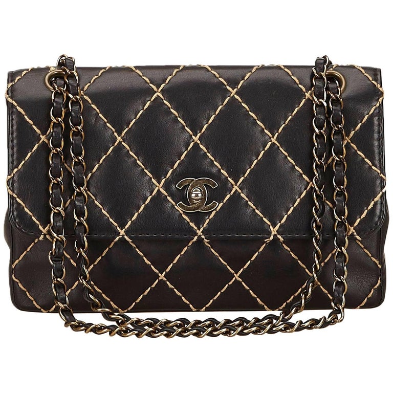 Chanel Black Wild Stitch Flap Bag For Sale at 1stdibs