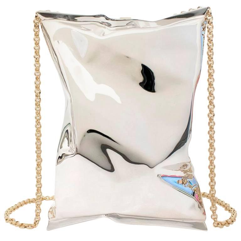 Anya Hindmarch Silver Crisp Packet Clutch