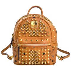 MCM Tan Monogram and Crystal Studded Mini Stark Backpack