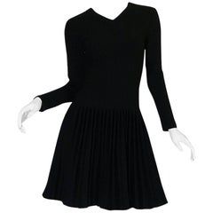 Recent Azzedine Alaia Black Knit Pleated 'Skater" Dress 4