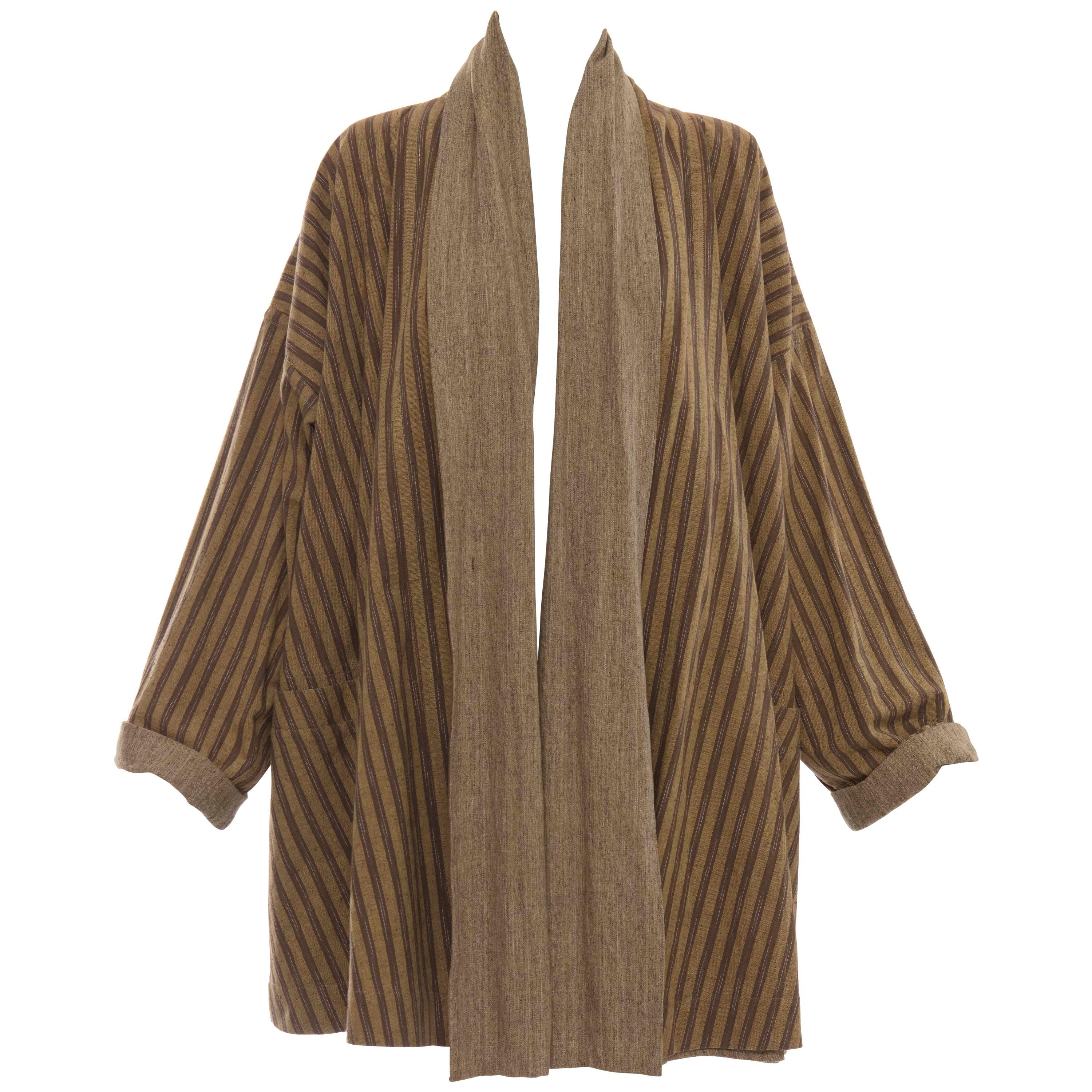 Issey Miyake Plantation Reversible Striped Woven Cotton Jacket, Circa 1980's