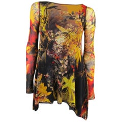 JEAN PAUL GAULTIER XS Yellow & Red Still Life Painting Print Mesh A Line Top 10